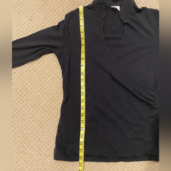 Lotuswear Black 3/4 Length Sleeve Wrap style look Top Size S - Picture 6 of 6